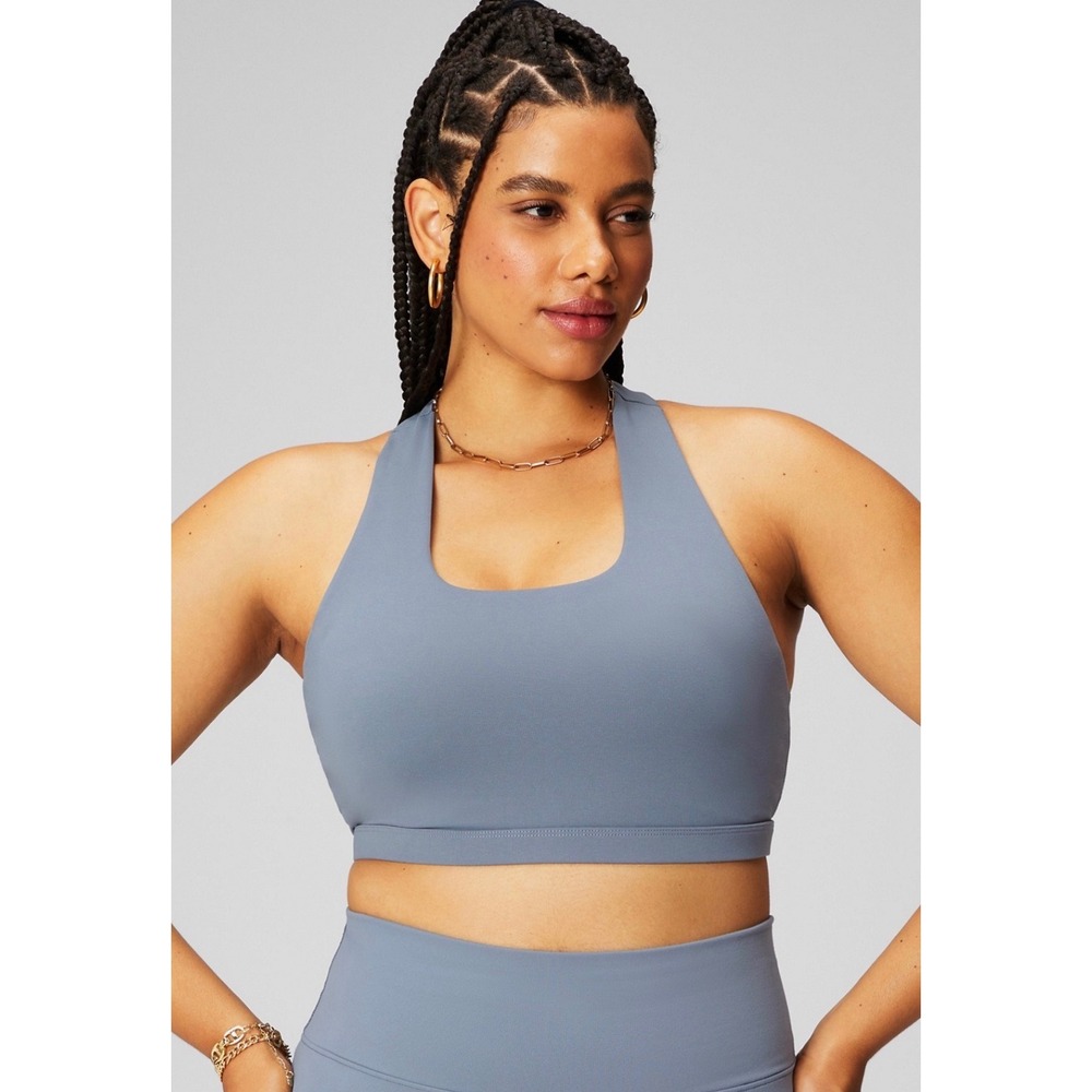 Fabletics Boost Medium Impact Gray Sports Bra, XL (approx.- see measurements)